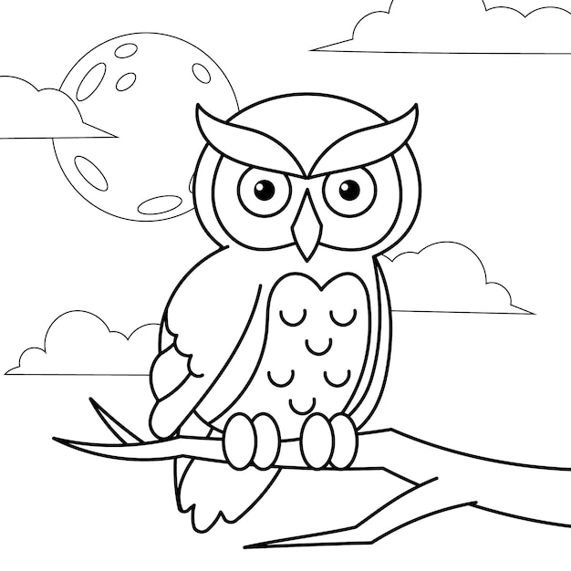 Hand drawn owl outline illustration