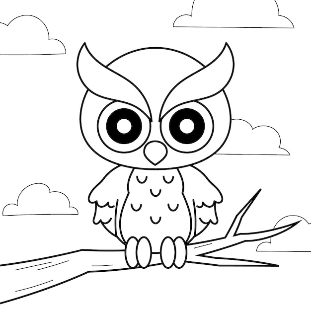 Hand drawn owl outline illustration