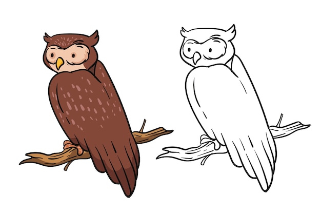 Hand drawn owl outline illustration