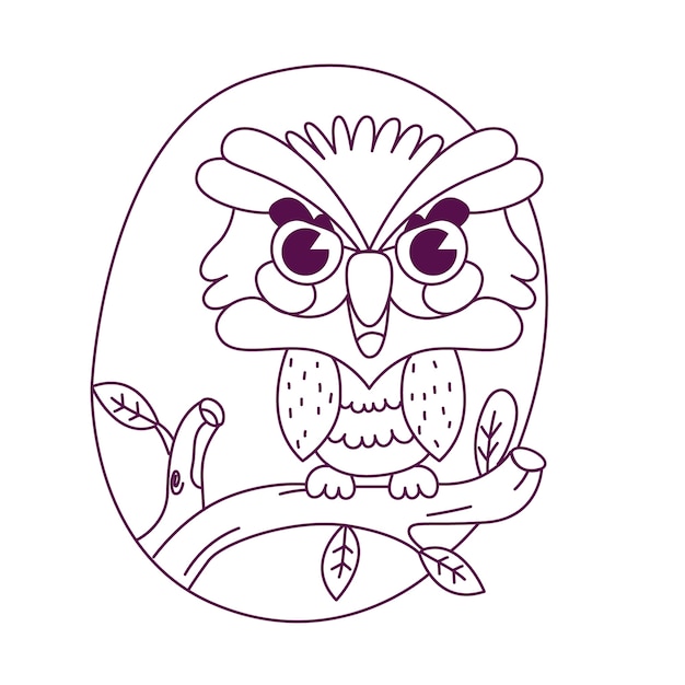 Hand drawn owl outline illustration