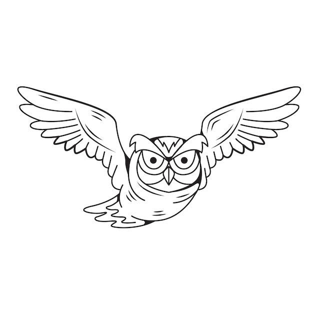 Hand drawn owl outline illustration