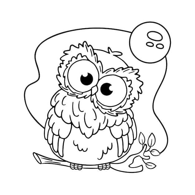 Hand drawn owl outline illustration