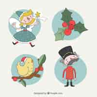 Free vector hand-drawn pack of characters for christmas celebration