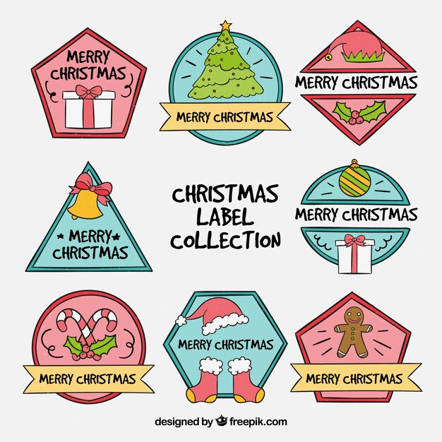 Hand drawn pack of christmas labels