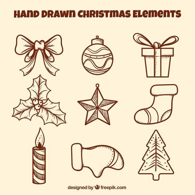 Hand drawn pack of christmas ornaments