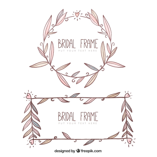 Hand-drawn pack of cute bridal shower frames