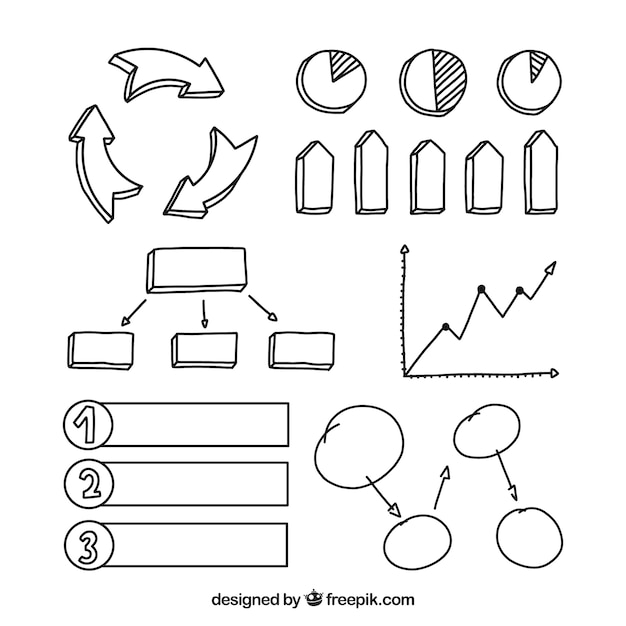 Free Vector hand drawn pack of infographic elements