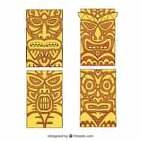 Free vector hand drawn pack of polynesian masks