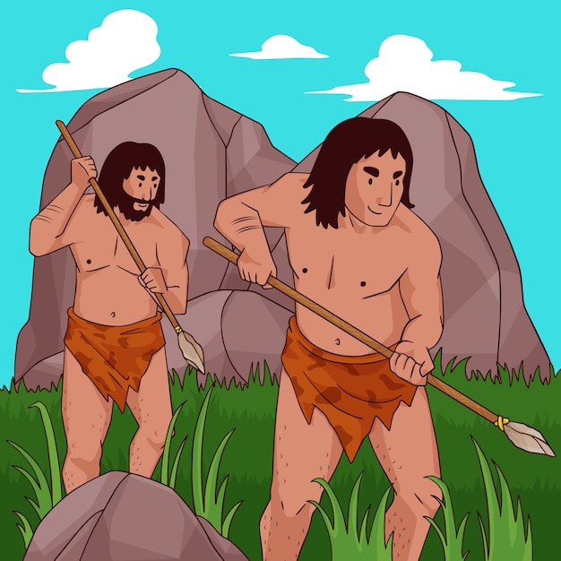 Hand drawn paleolithic illustration