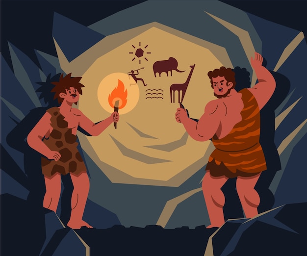 Free Vector hand drawn paleolithic period illustration