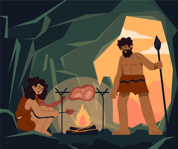 Free Vector hand drawn paleolithic period illustration