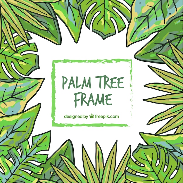 Hand drawn palm leaves frame