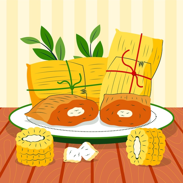 Hand drawn pamonha  food illustration