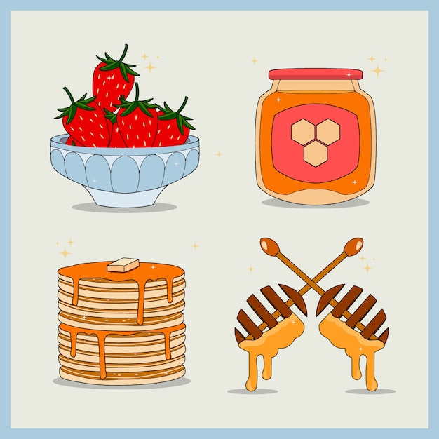 Free Vector hand drawn pancake day elements collection