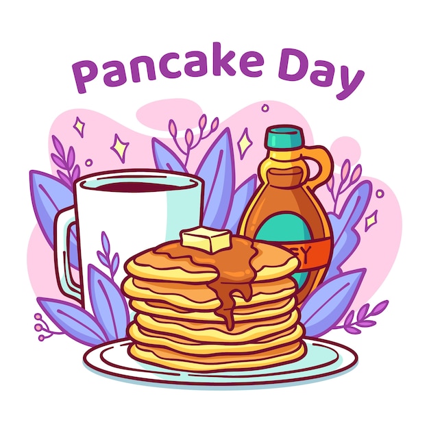 Hand drawn pancake day illustration