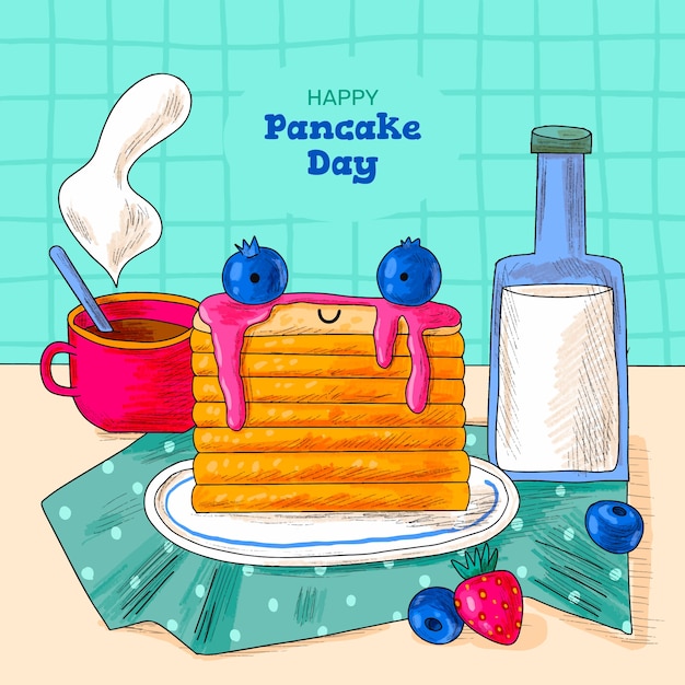 Free vector hand drawn pancake day illustration