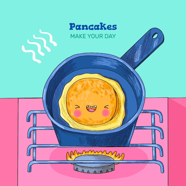 Hand drawn pancake day illustration