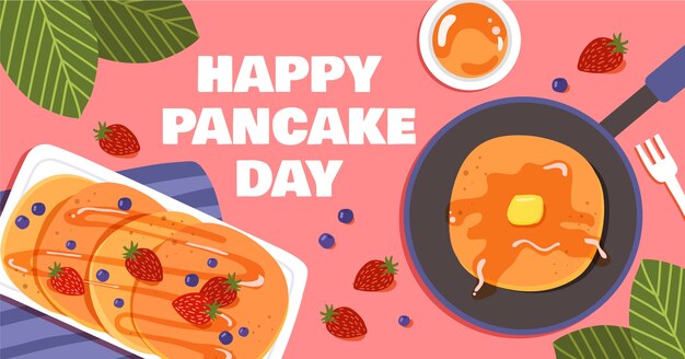 Hand drawn pancake day social media post template