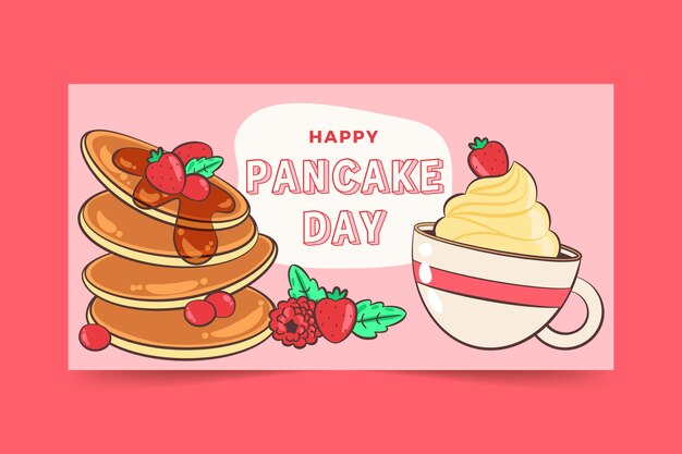 Hand drawn pancake day social media post template