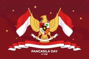 Free vector hand drawn pancasila day background