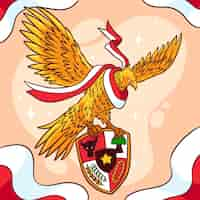 Free vector hand drawn pancasila day illustration with garuda