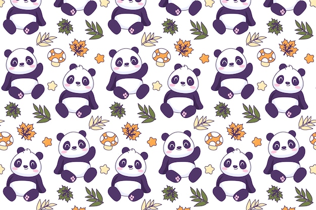 Free Vector hand drawn panda pattern design