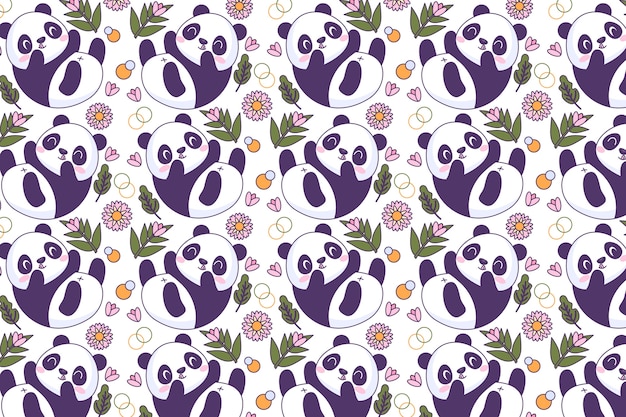 Hand drawn panda pattern design