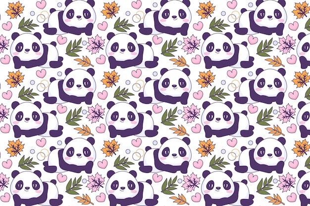 Hand drawn panda pattern design