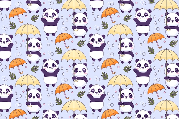 Hand drawn panda pattern design