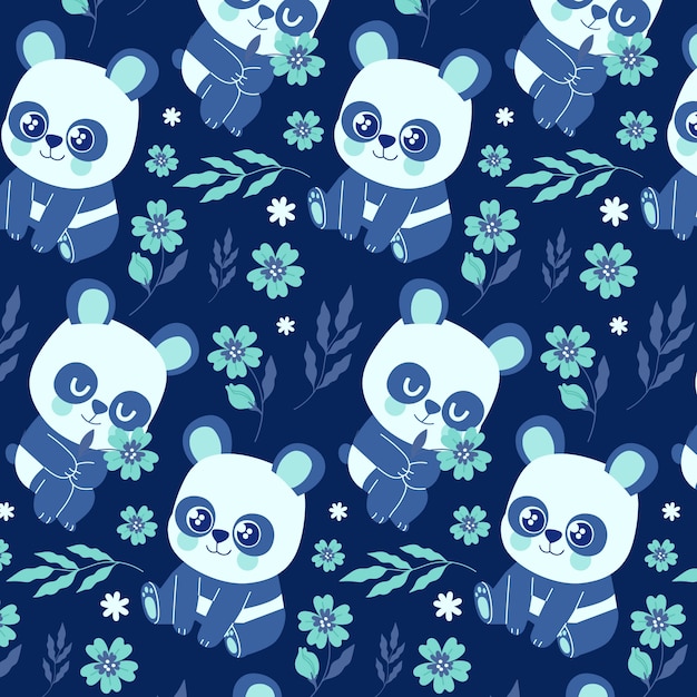 Free Vector hand drawn panda pattern  design