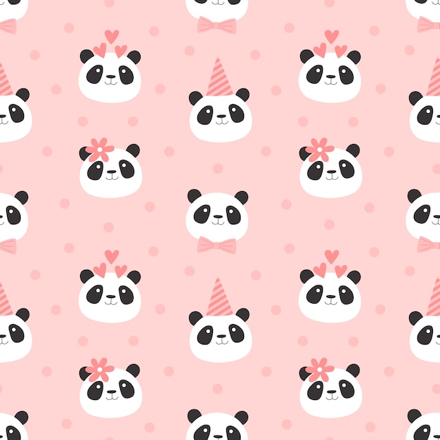 Free vector hand drawn panda pattern  design