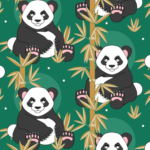 Free Vector hand drawn panda pattern