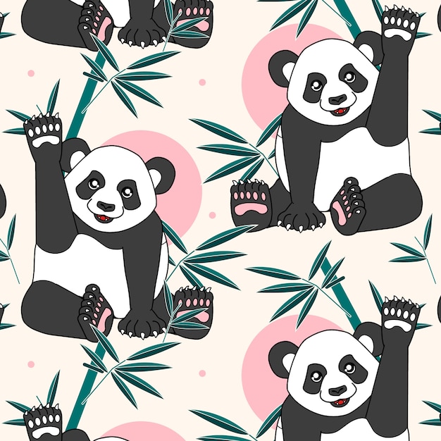 Free Vector hand drawn panda pattern