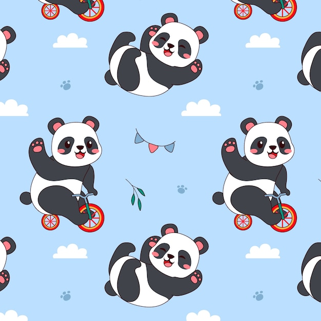 Free Vector hand drawn panda pattern