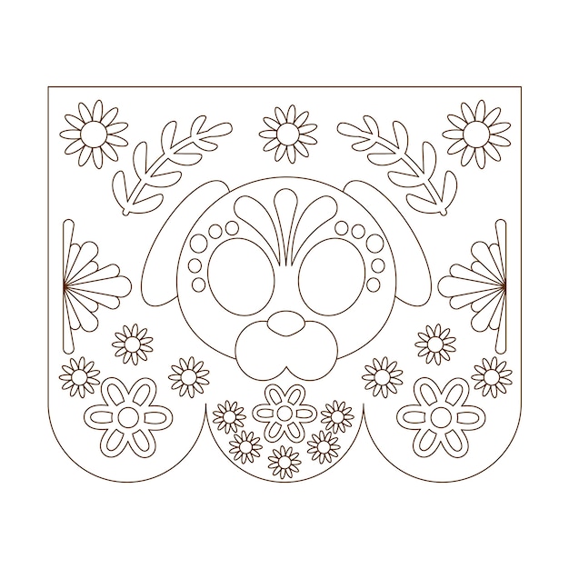 Free Vector hand drawn papel picado coloring page illustration