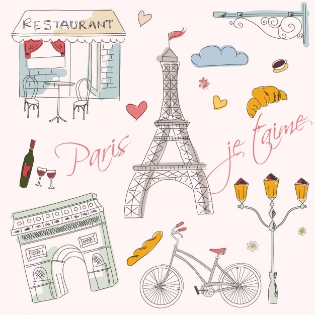 Free Vector hand drawn paris elements