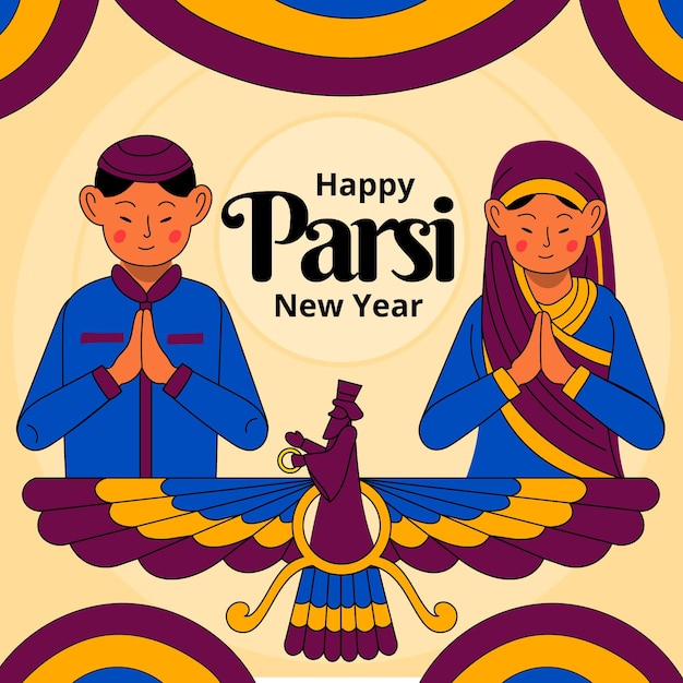 Free Vector hand drawn parsi new year illustration