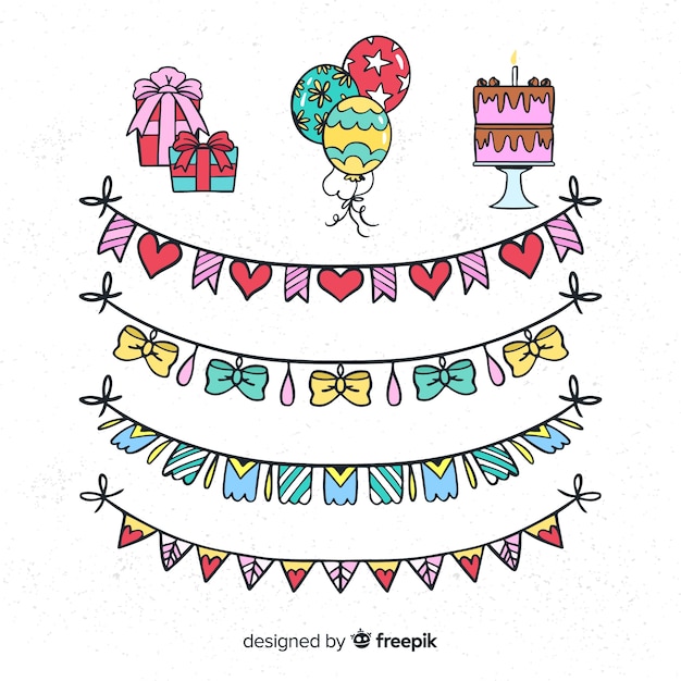 Free Vector hand drawn party decoration set