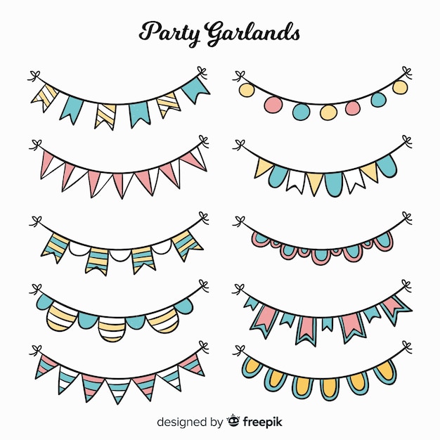 Hand drawn party garland set