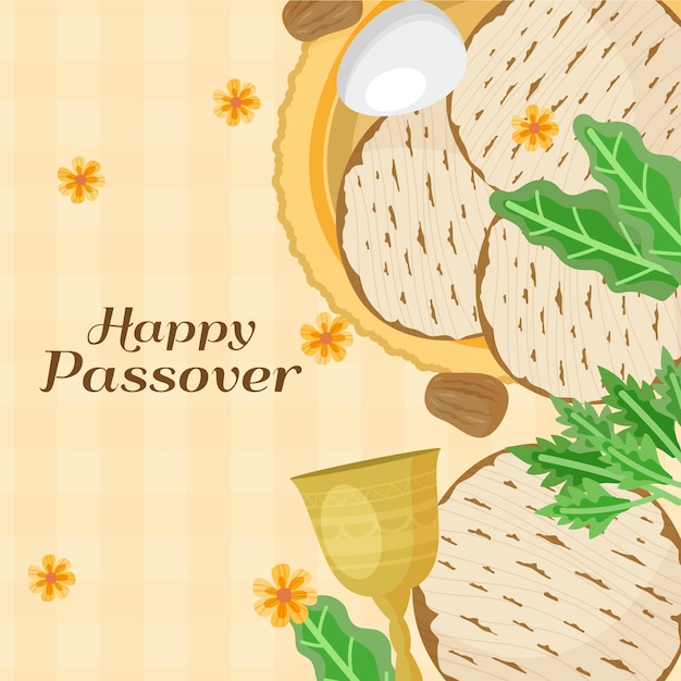 Free Vector hand drawn passover meal and lettering