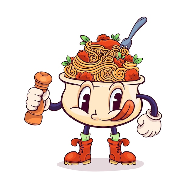 Hand drawn pasta cartoon illustration