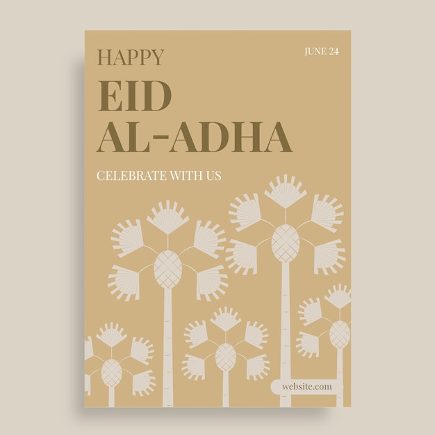 Hand drawn pastel happy eid al-adha poster template