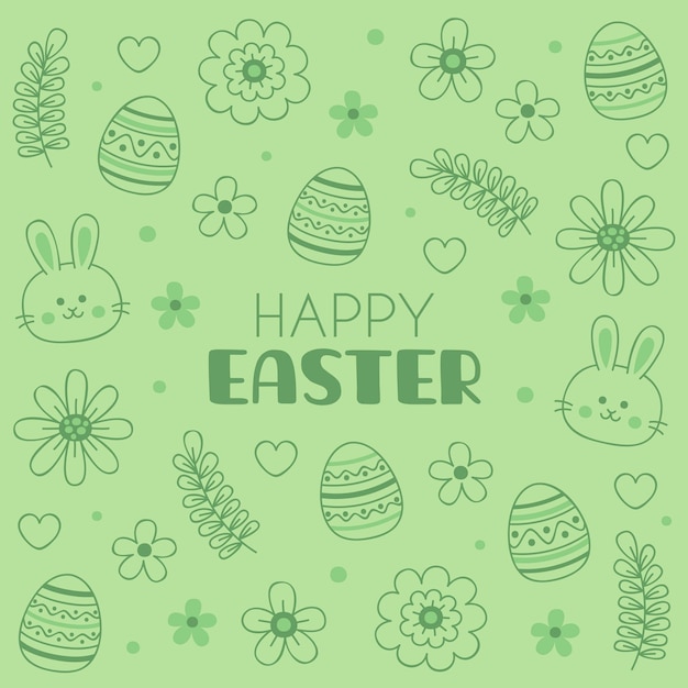 Hand drawn pastel monochrome easter illustration with eggs