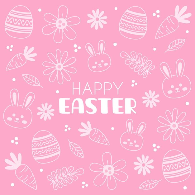 Hand drawn pastel monochrome easter illustration