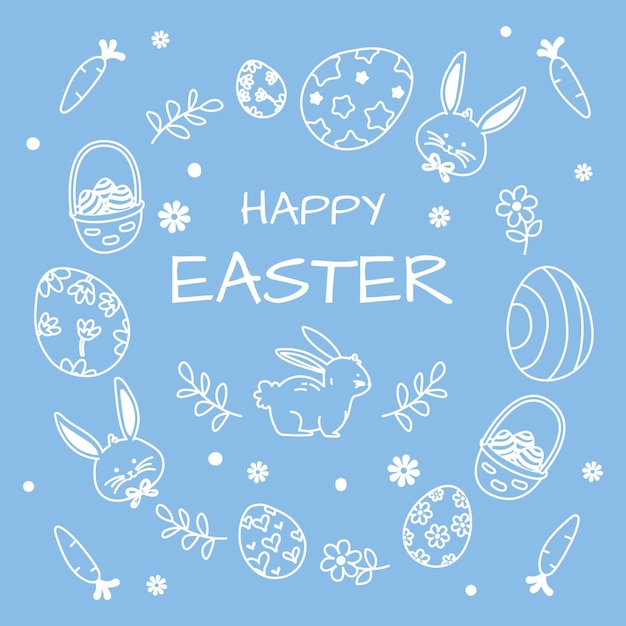 Hand drawn pastel monochrome easter illustration