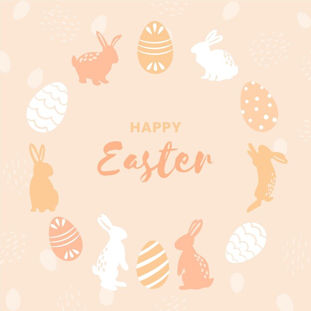 Hand drawn pastel monochrome easter illustration