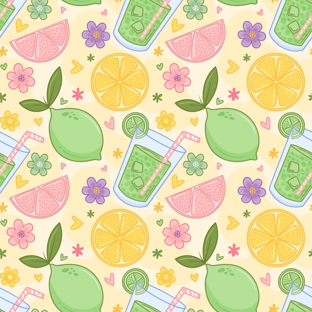 Hand drawn pastel summer pattern design