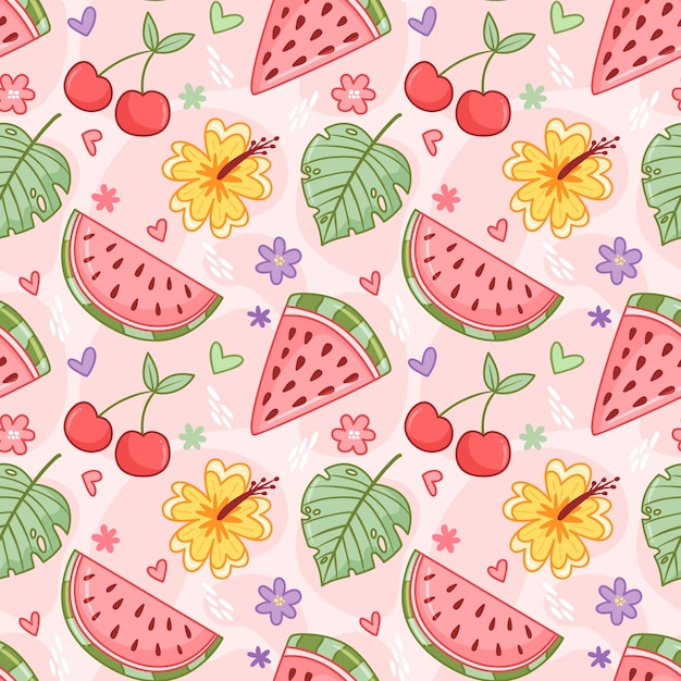 Hand drawn pastel summer pattern design