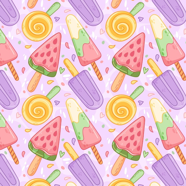 Hand drawn pastel summer pattern design