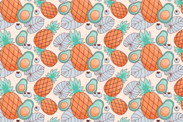 Hand drawn pastel summer pattern design